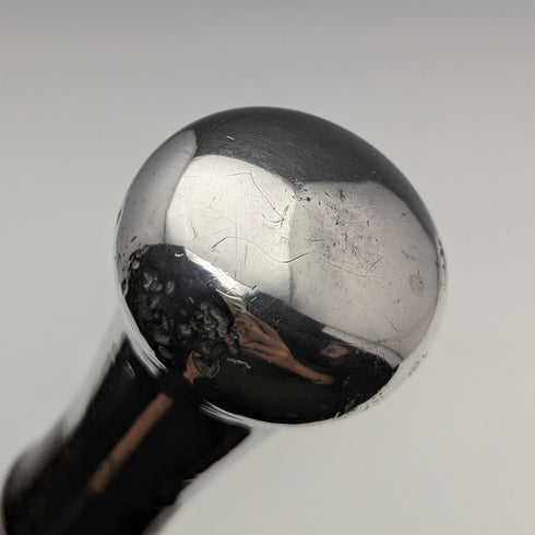 1918 British antique gentleman's walking stick, bamboo shaft, pure silver, round handle, 91cm